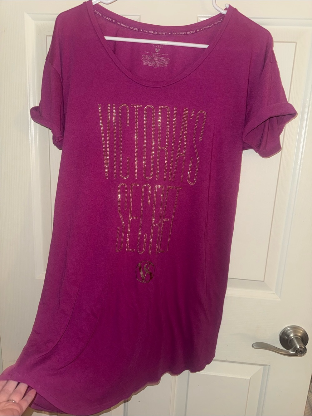 Victoria's Secret Magenta Short Sleeve Scoop Neck Tee-Dress